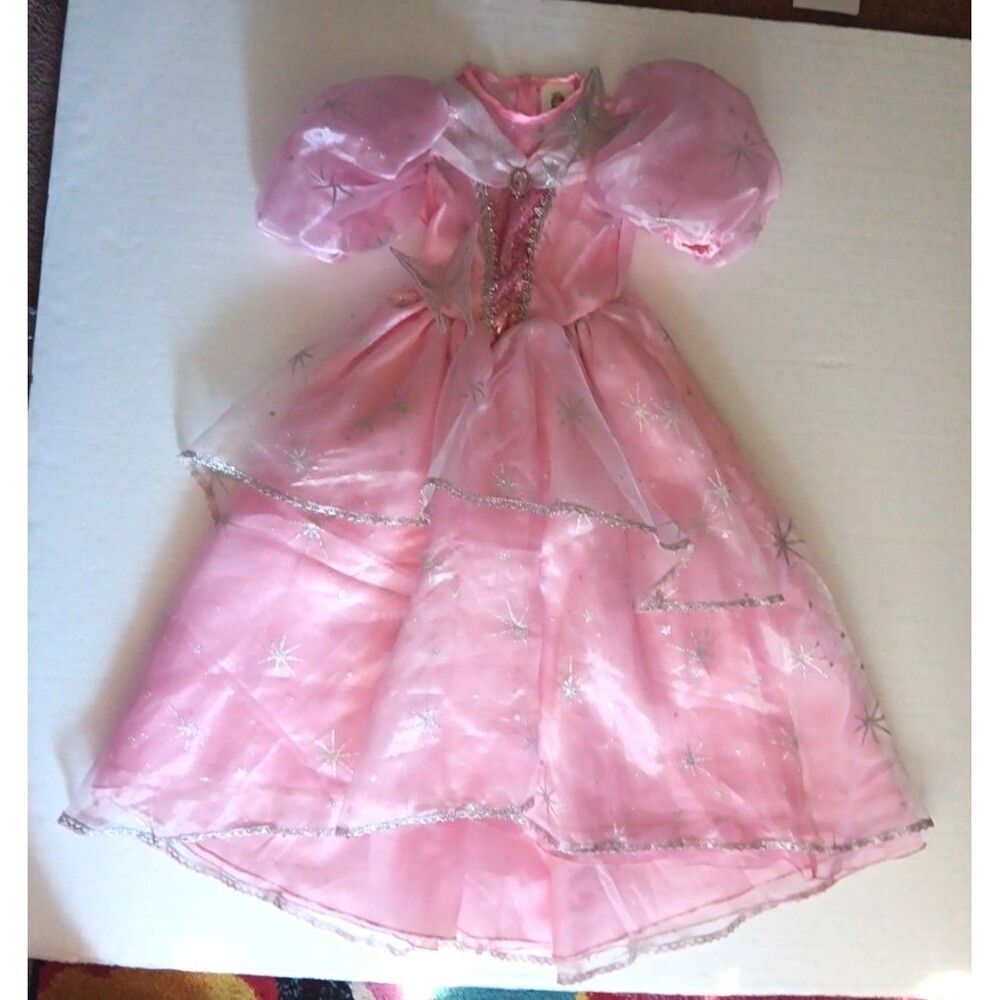 Glinda The Good Wicked Wizard Of Oz Pink Whimsy Glitter Girl's Dress Butterflies